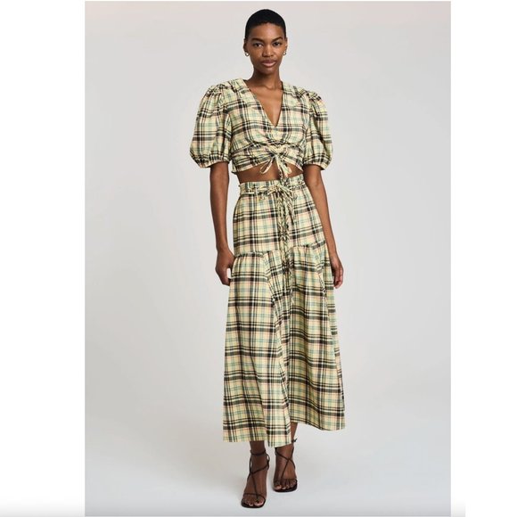 Derek Lam 10 Crosby Bella Crop Top Yellow Plaid - Picture 14 of 14